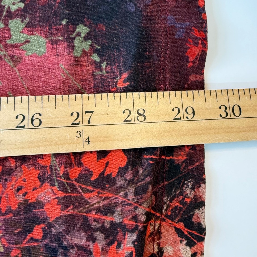 Peruvian Connection Floral Print Tunic Dress Burgundy Small Boho Art To Wear - Picture 13 of 13